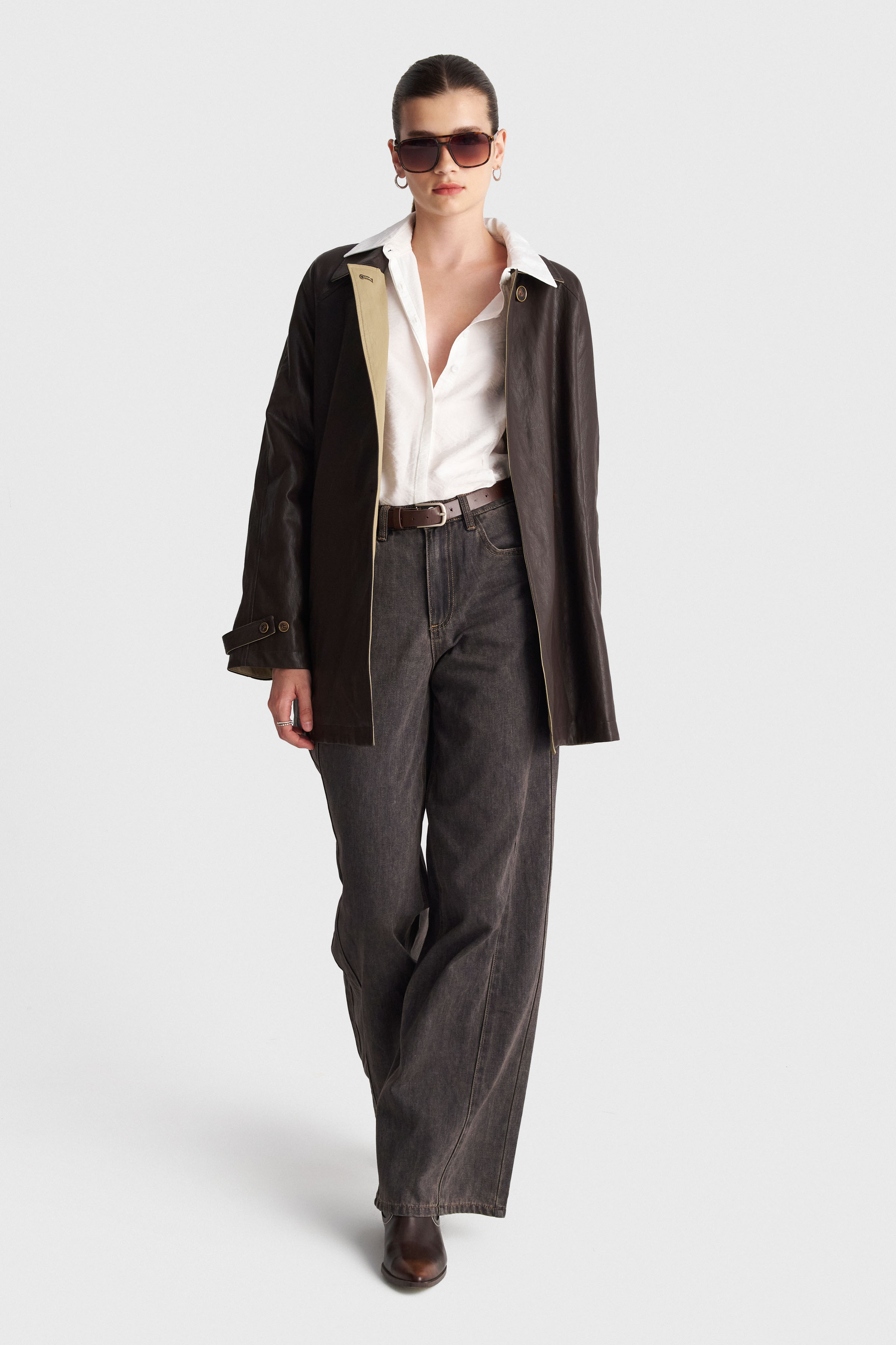 Τζιν παντελόνι wide leg με ζώνη - 5206179142656