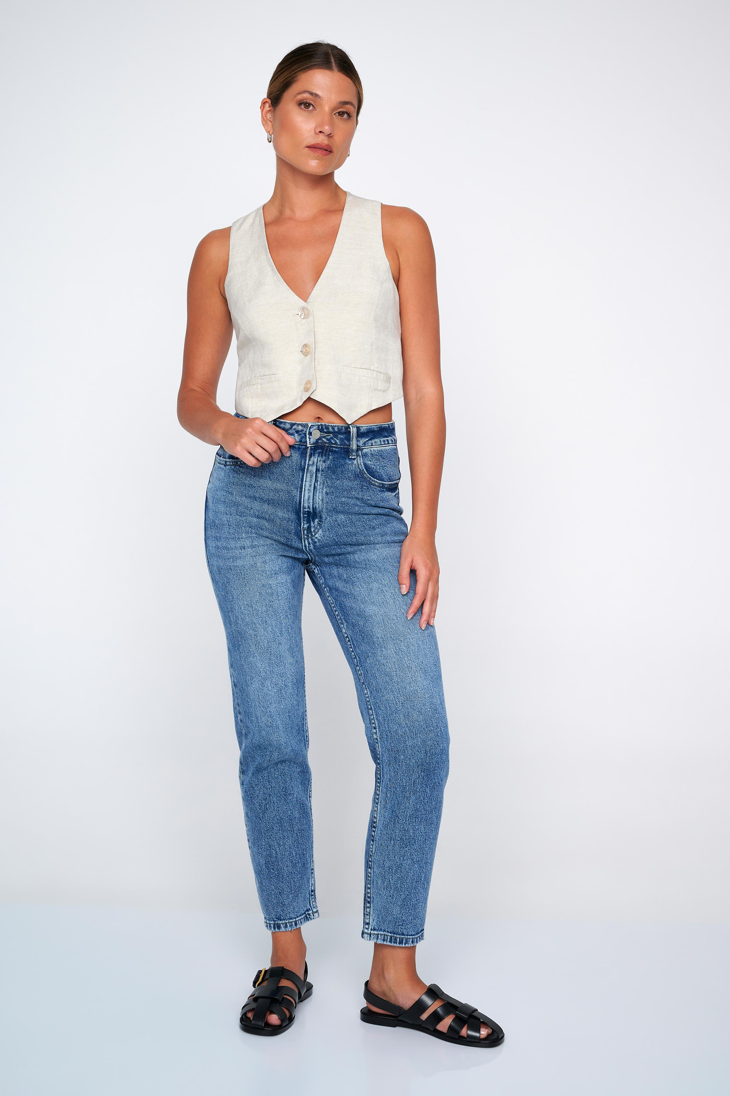 Παντελόνι τζιν ψηλόμεσο mom's fit - 5207251988575