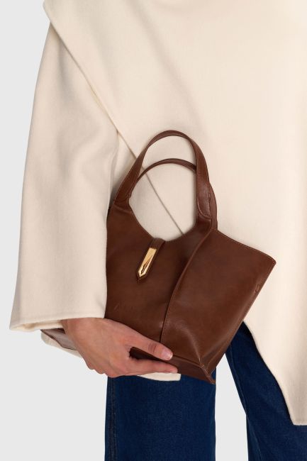 Leather effect handbag - Brown