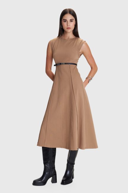 Monochrome midi dress - Brown