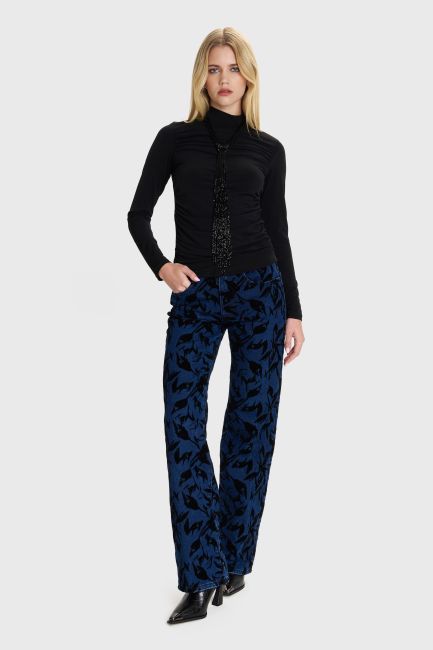 Shirred long sleeve blouse - Black