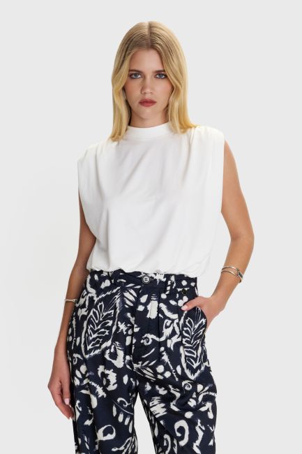 Bodysuit with statement shoulders - White