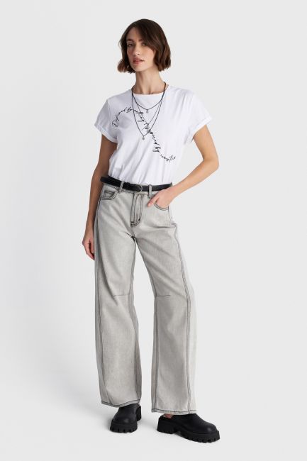 Wide leg jeans belted - Grey