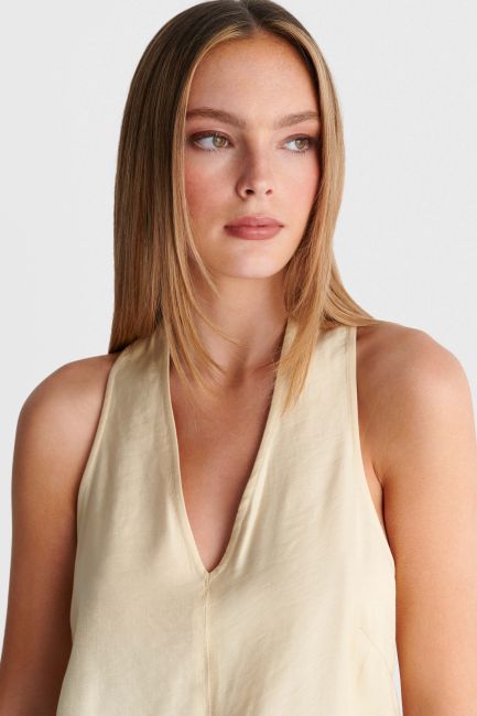 Sleeveless V-neck top - Yellow