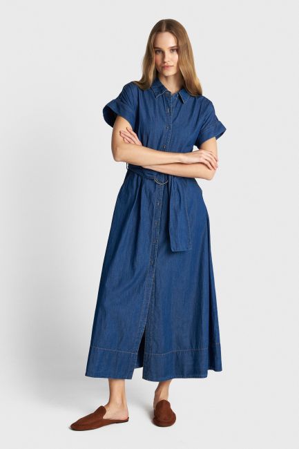 Denim belted dress - Blue