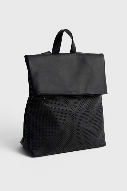 Τσάντα backpack με δερμάτινη όψη - Μαύρο