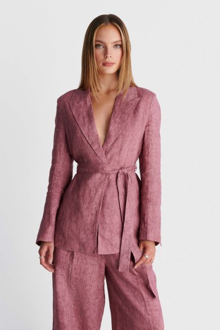 Linen blazer in straight fit - Red