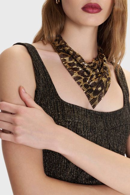 Κολιέ φουλάρι animal print - Χρυσό