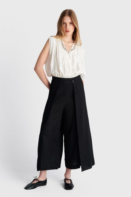 Envelope style zip culottes - Black