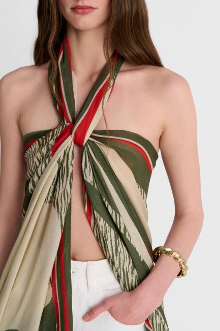 Φουλάρι με tropical print - Πράσινο