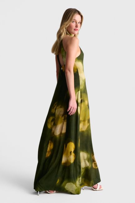 Floral halter-neck maxi dress - Green