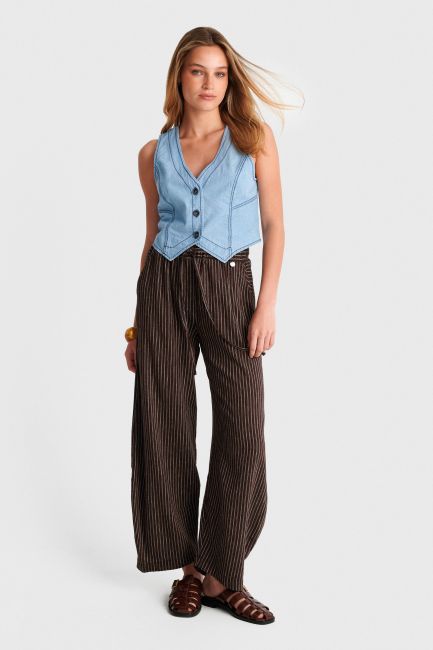 Striped barrel-leg trousers - Brown