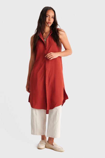 Πουκαμίσα αμάνικη μακριά - Πορτοκαλί