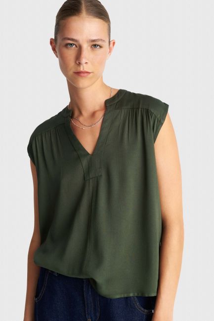 Sleeveless V-neck top - Green