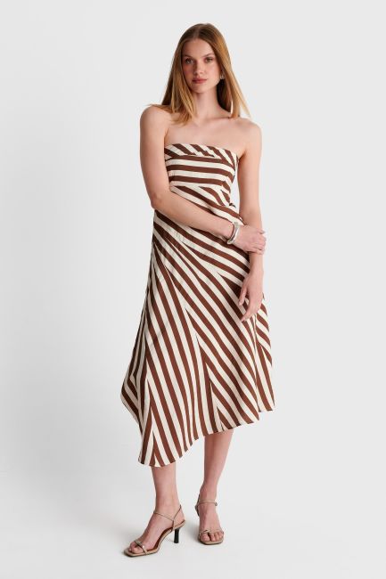 Strapless striped midi dress - Multicolor