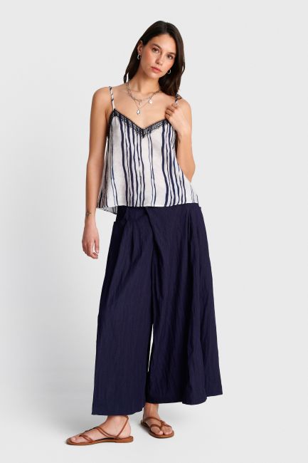 Striped top with lace details - Multicolor