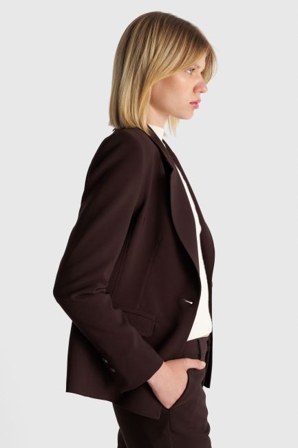 Classic single-button blazer - Brown
