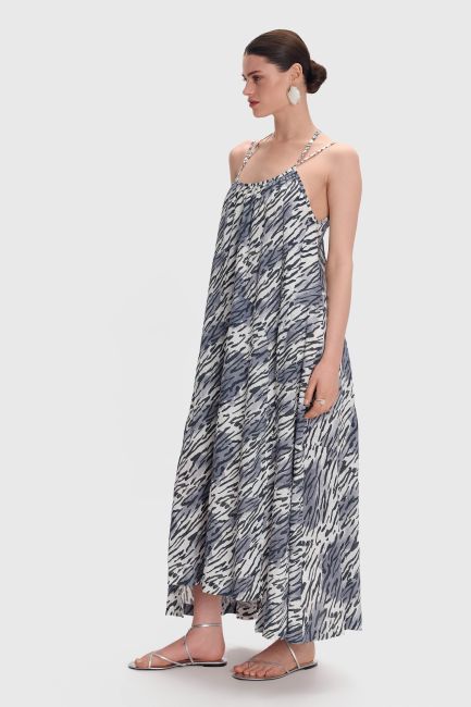 Φόρεμα μακρύ zebra print - Γκρι