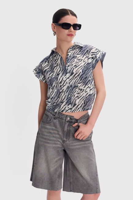 Πουκάμισο κοντομάνικο zebra print - Jeans