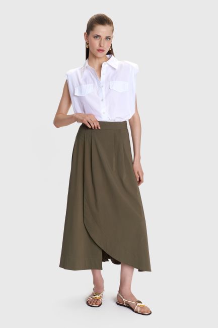 Midi pleat-detail wrap skirt - Multicolor