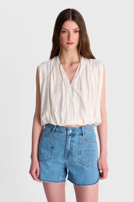 V neck top - White