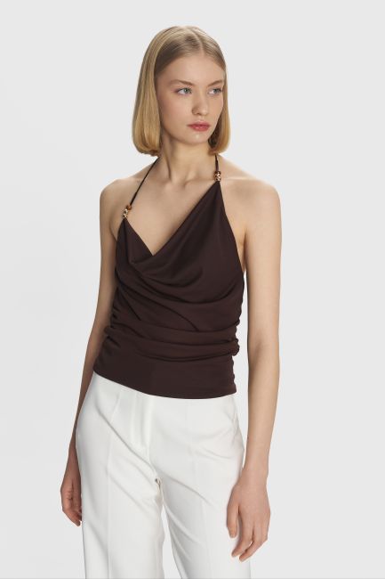 Draped-detail strappy blouse - No_color