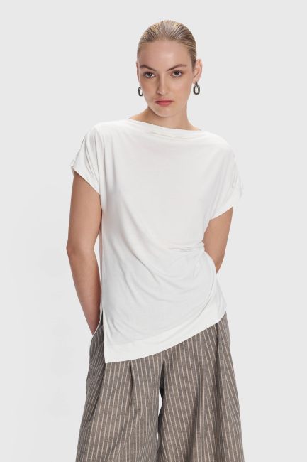 Side-knot blouse - Beige