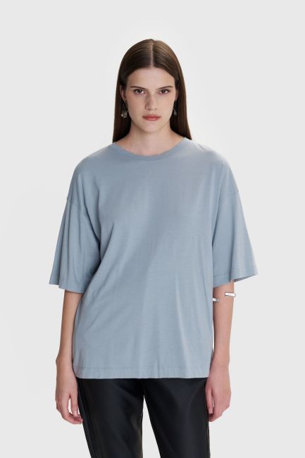 Back-slit blouse - Blue
