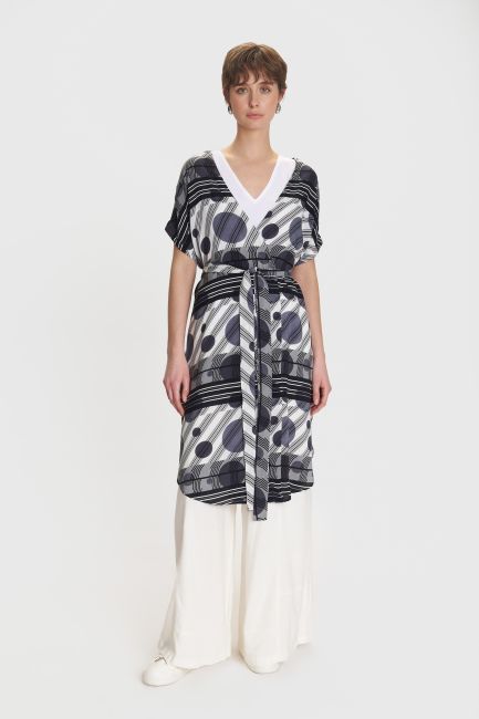 Geometric-pattern kimono - Gold