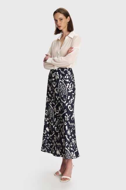 Maxi skirt with abstract print - Black