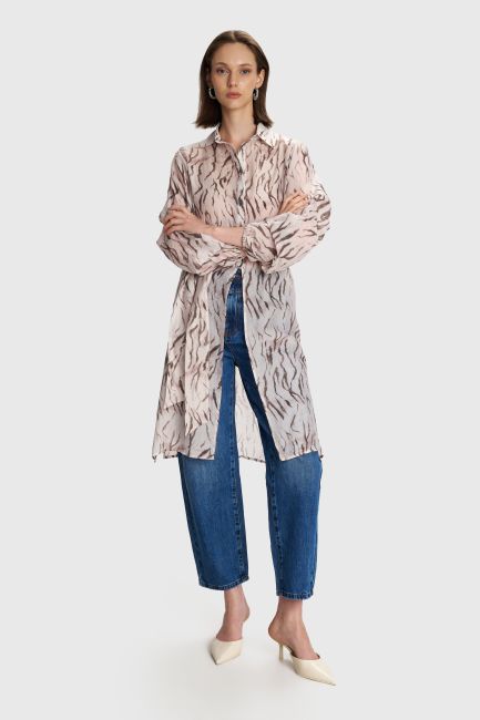 Long shirt zebra print - Beige