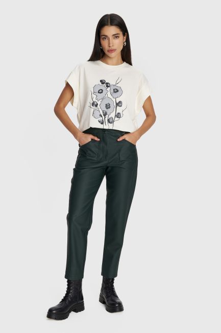 Printed short-sleeve blouse - White