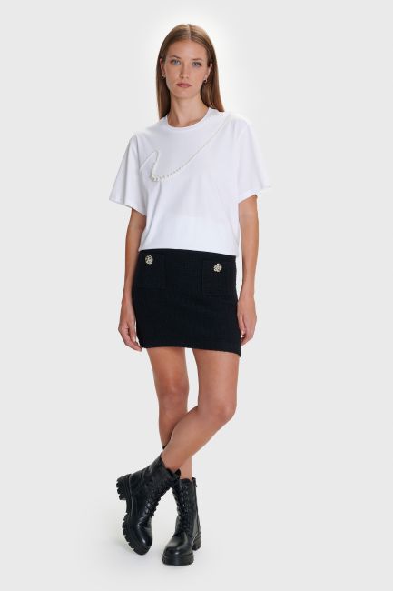 T-shirt με διακοσμητικά στοιχεία - Λευκό