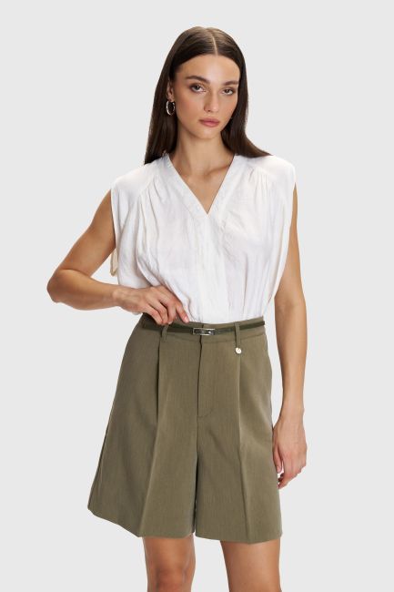 Bermuda shorts with belt - Multicolor
