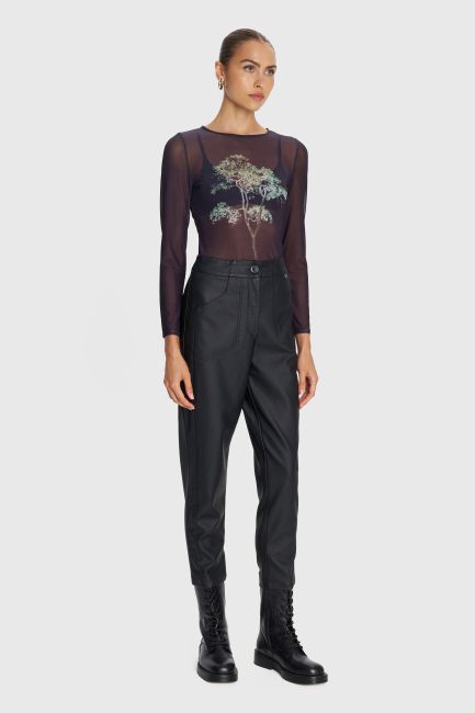 Μπλούζα see-through με print - Μαύρο