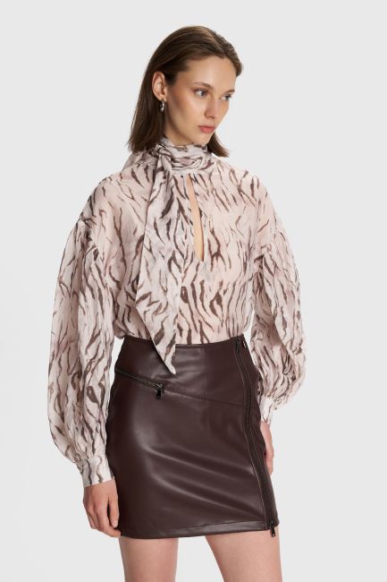 Mini faux leather skirt - Brown