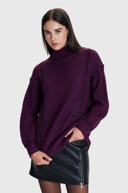 Long knitted blouse - Purple