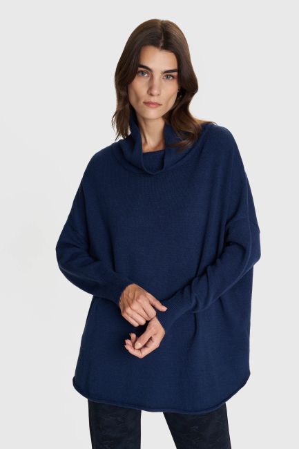 Oversized knitted turtleneck top - Blue