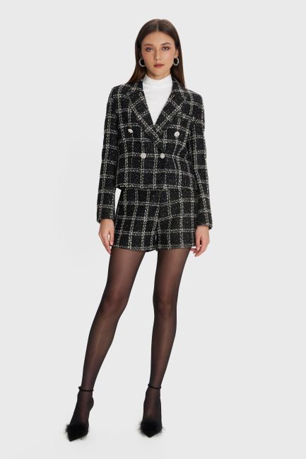 Tweed-effect blazer - Black