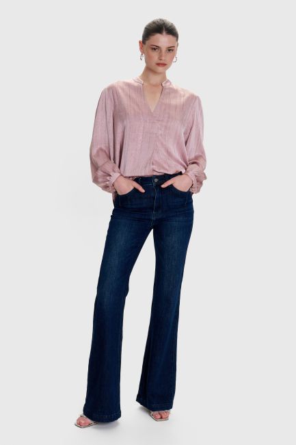 Plain V-neck tunic - Pink