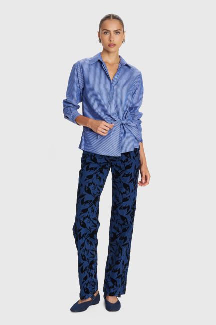 Striped shirt with a flower - Blue