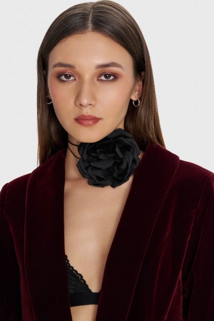 Flower-element necklace - Black