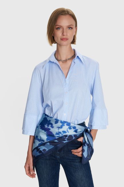 Floral scarf with logo - Blue