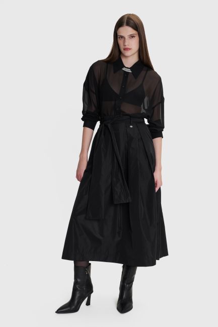 Midi skirt with belt - Black