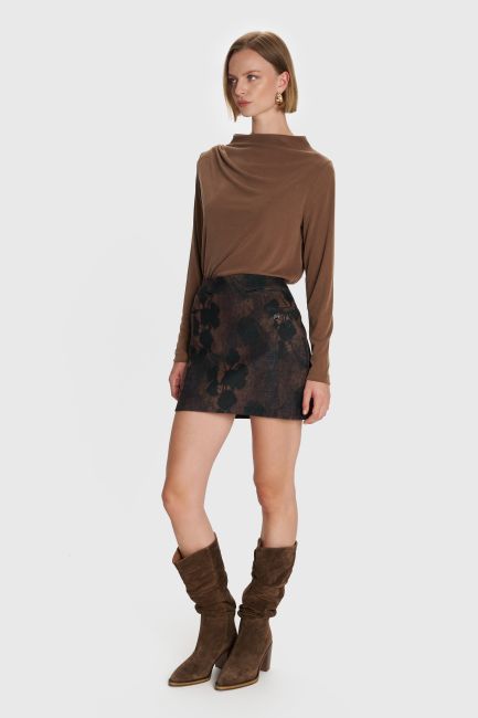 Long-sleeved blouse - Brown