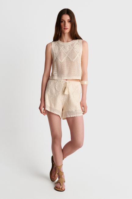 Boho knitted shorts - Beige