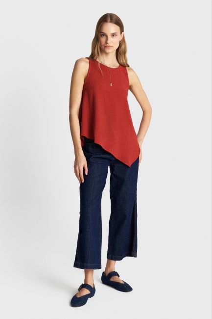 Asymmetrical sleevless top - Red