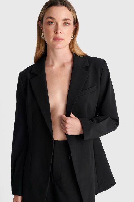 Fitted single-button blazer - Black
