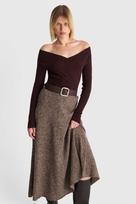 Wrap knit top - Brown