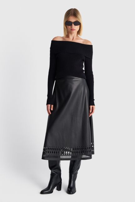 Off-the-shoulder knit top - Black